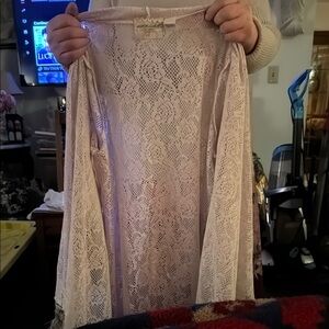 Lace Open Cardigan in Light Pink